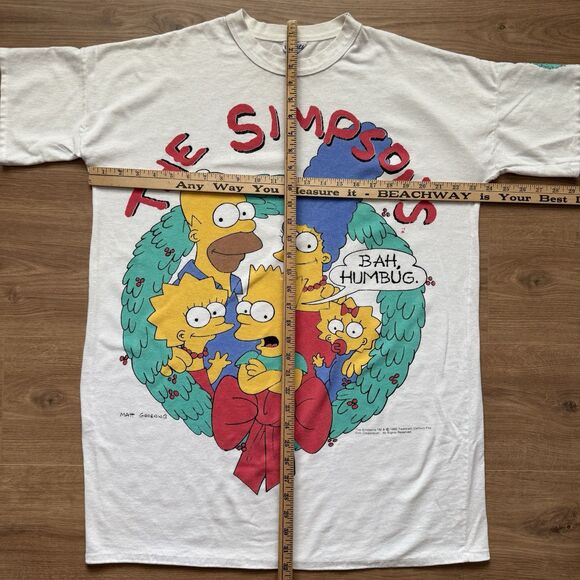 Vintage 90s The Simpsons Bah Humbug Size L-XL T-shirt Tee 1990 Oversized Rare - Picture 8 of 11